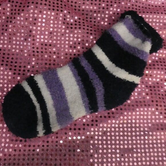 Navy, Purple, White | Striped Stretchy Soft Chenille Socks - Picture 6 of 14